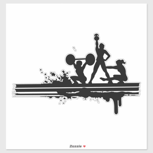 Silhouette-Sport-Barbell-Fitness Aufkleber (Blatt)