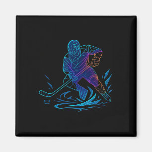 Silhouette Sports Puck Athlet Action Art Hockey P Magnet