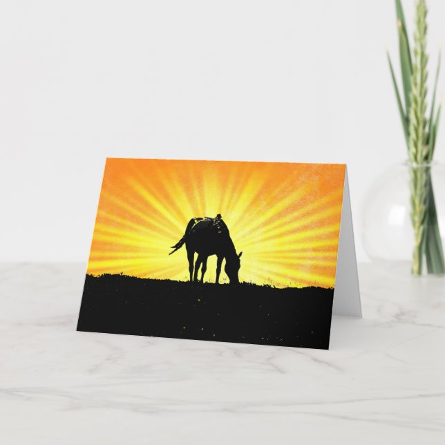 Silhouette Sunrise Horse Karte (Vorderseite)