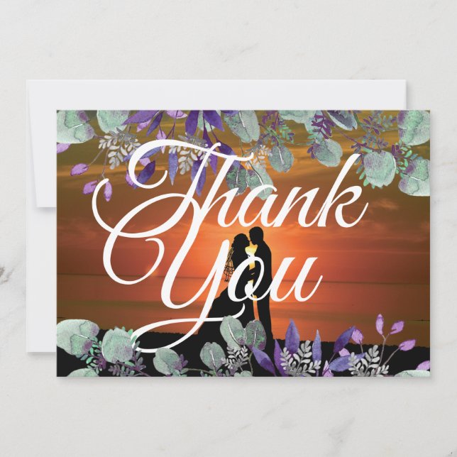 Silhouette Sunset Elegante Weds Weißes Typografie (Vorderseite)