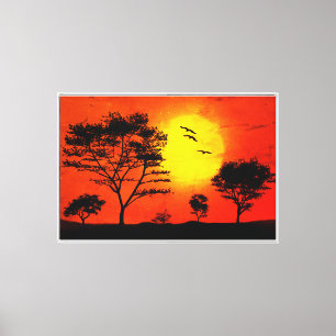 Silhouette Sunset Trees Illustration-42631 Leinwanddruck