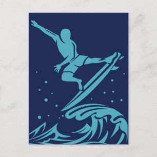 Silhouette surfen Postkarte