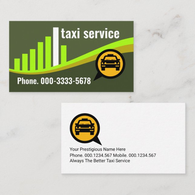 Silhouette Taxi für Grüne Stadt Visitenkarte (Vorne/Hinten)