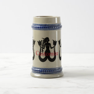 Silhouette Thunder_Cove mit zwei Schwänzen Mermaid Bierglas