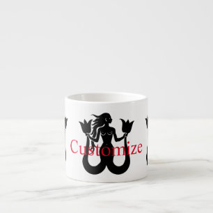 Silhouette Thunder_Cove mit zwei Schwänzen Mermaid Espressotasse