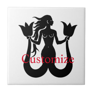 Silhouette Thunder_Cove mit zwei Schwänzen Mermaid Fliese