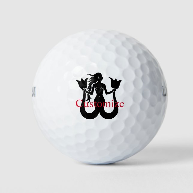 Silhouette Thunder_Cove mit zwei Schwänzen Mermaid Golfball (Vorderseite)