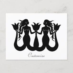 Silhouette Thunder_Cove mit zwei Schwänzen Mermaid Postkarte