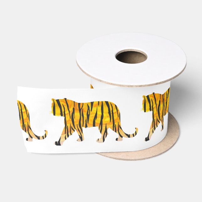 Silhouette Tiger Black and Orange Satinband (Spule)