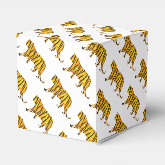 Silhouette Tiger Black und Orange Geschenkschachtel (Rückseite)
