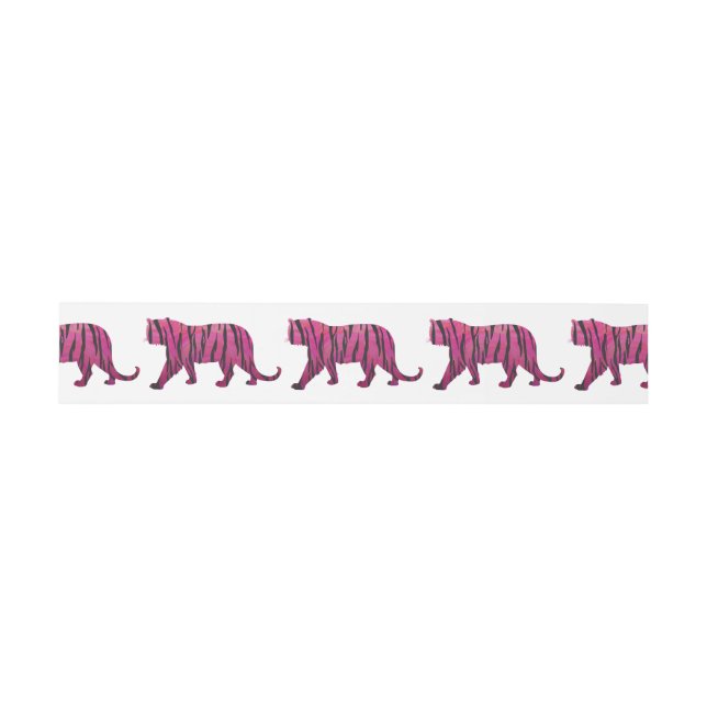 Silhouette Tiger Rosa und Schwarz Einladungsbanderole (Flach)