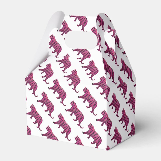 Silhouette Tiger Rosa und Schwarz Geschenkschachtel (Vorderseite)