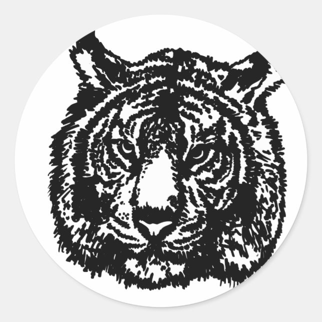 Silhouette Tiger Runder Aufkleber (Vorderseite)