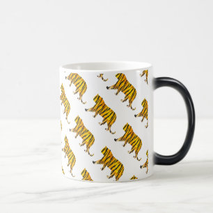 Silhouette Tiger Schwarz und Orange Verwandlungstasse