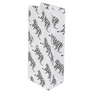 Silhouette Tiger Schwarz/Weiß Geschenktüte Für Weinflaschen