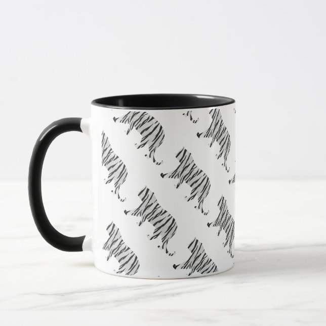Silhouette Tiger Schwarz/Weiß Tasse (Links)