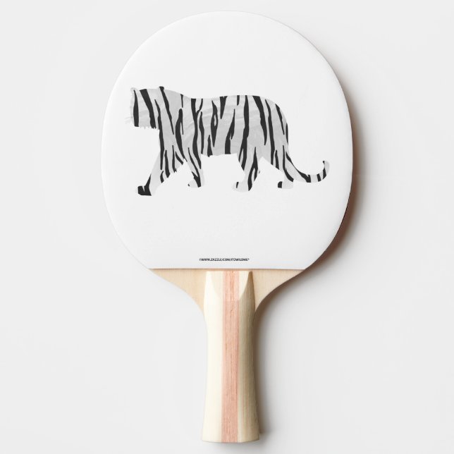 Silhouette Tiger Schwarz/Weiß Tischtennis Schläger (Vorderseite)