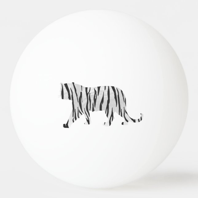 Silhouette Tiger Schwarz/Weiß Tischtennisball (Rückseite)