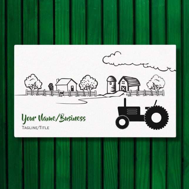 Silhouette Traktor und bezaubernder Landbetrieb Visitenkarte (Front - Silhouette Tractor and Charming Country Farm Business Card)