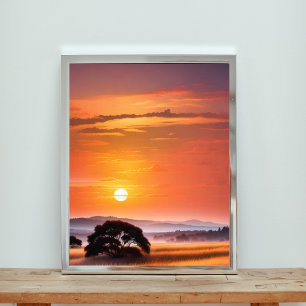 Silhouette Tree bei Sonnenuntergang Fotodruck