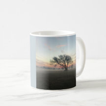 Silhouette Tree in Misty Field
