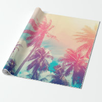 Silhouette tropical palm tree with sun light on su