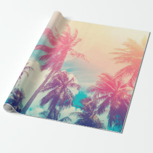 Silhouette tropical palm tree with sun light on su geschenkpapier