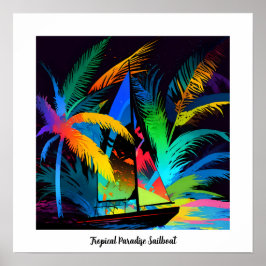 Silhouette Tropisches Paradies Segelboot Poster