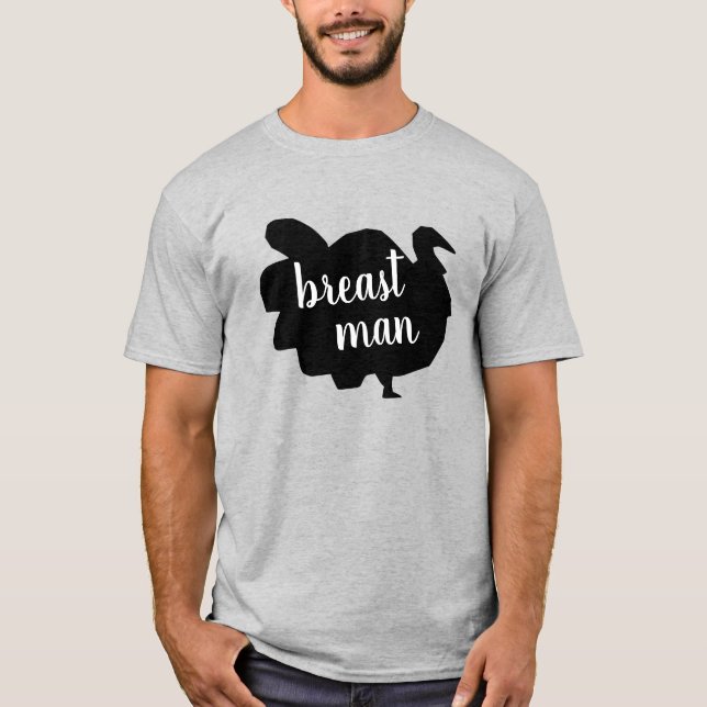 Silhouette Türkei Breast Man Funny Erntedank T-Shirt (Vorderseite)