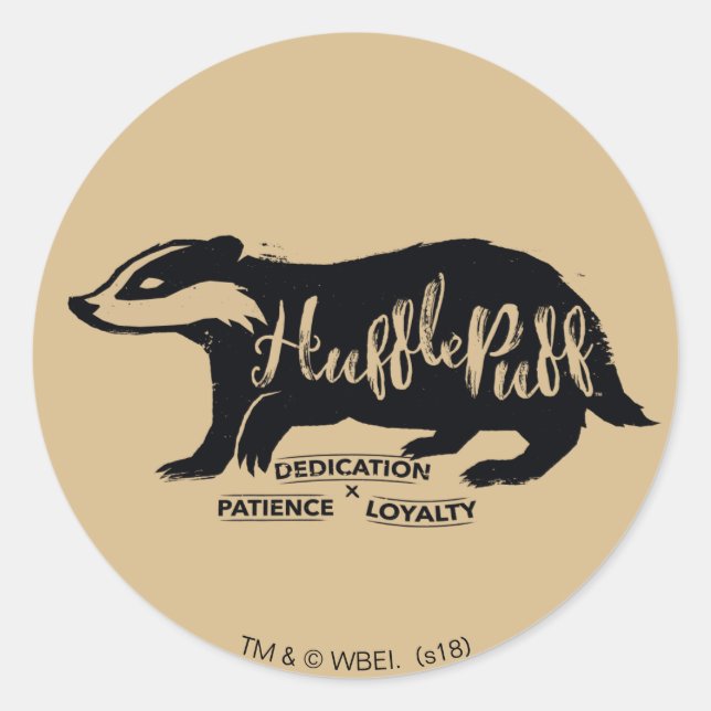 Silhouette-Typografie Harry Potter | HUFFLEPUFF™ Runder Aufkleber (Vorderseite)