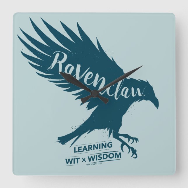 Silhouette-Typografie Harry Potter | RAVENCLAW™ Quadratische Wanduhr (Vorderseite)