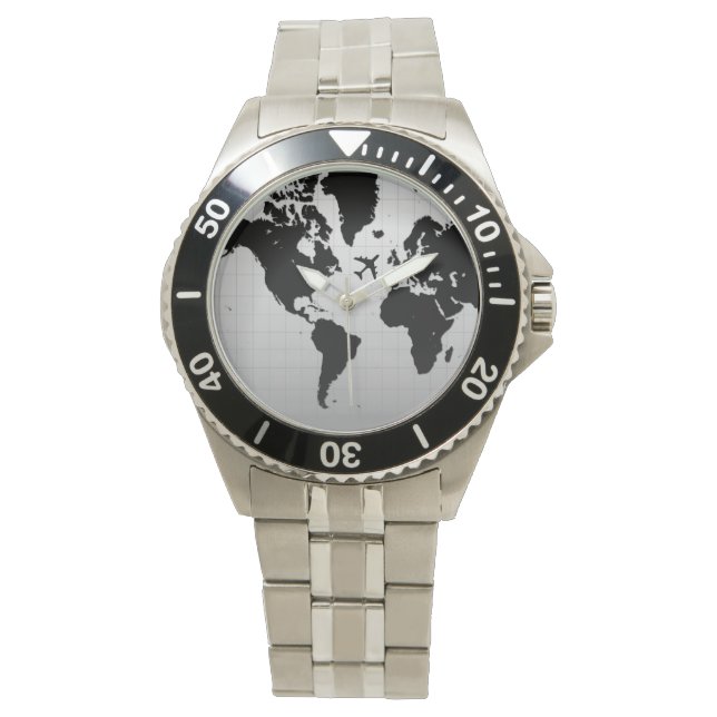 Silhouette über die Landkarte Armbanduhr (Vorderseite)