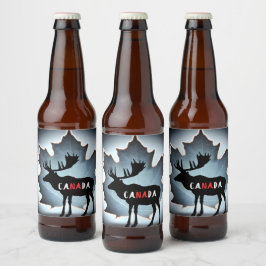 Silhouette und Ahornblatt Bierflaschenetikett