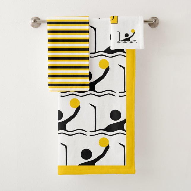 Silhouette und Monogramm des Polospielers Badhandtuch Set (Insitu)