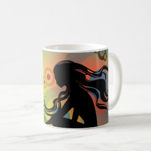 Silhouette und Rhythmus der Frau Kaffeetasse