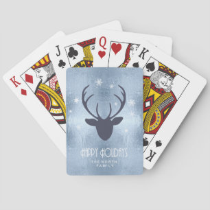 Silhouette und Schneeflocken Blaue ID861 Spielkarten