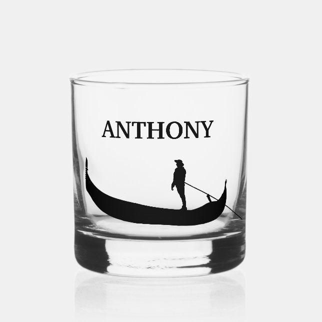 Silhouette Venedig Gondola Whiskyglas (Vorderseite)