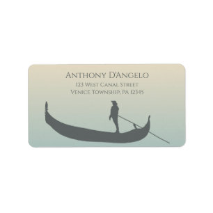 Silhouette Venice Gondola bei Sonnenuntergang Rück Adressaufkleber