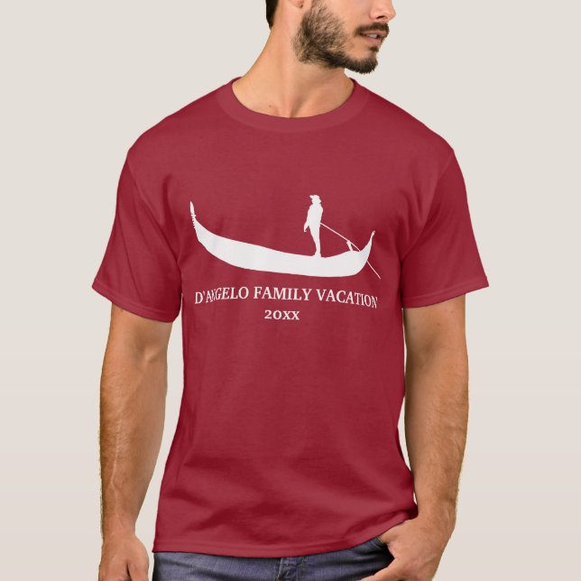 Silhouette Venice Gondola Personalisierte Zolltari T-Shirt (Vorderseite)