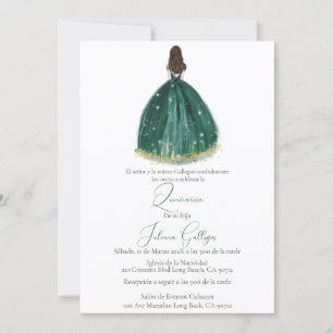 Silhouette verte Quinceañera invitation
