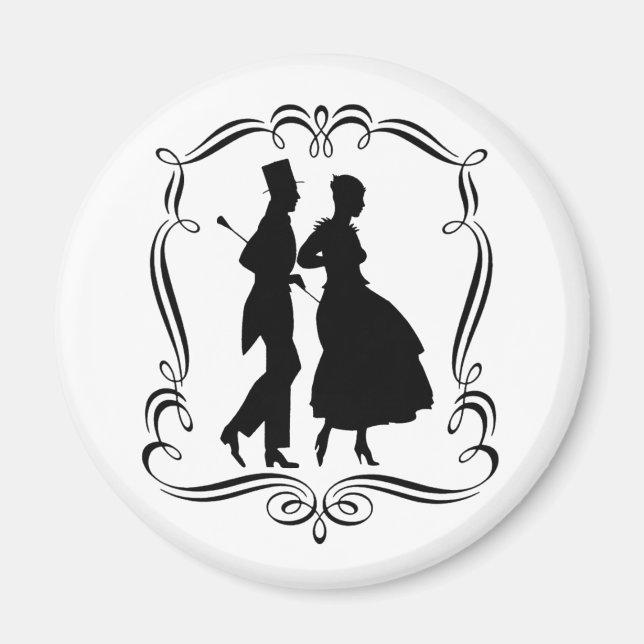 Silhouette Vintage Kunst Magnet (Vorne)