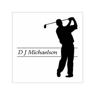 Silhouette Vollschwunggolfer mit Name Permastempel
