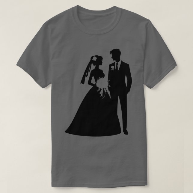 Silhouette von Braut und Boden T-Shirt (Design vorne)