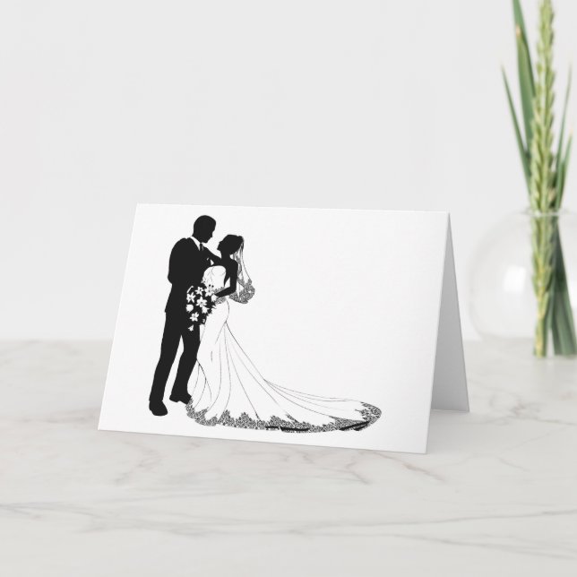 Silhouette von Braut und Bräutigam Karte (Vorderseite)