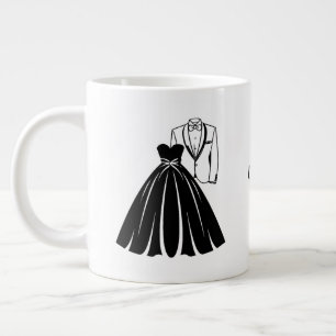 Silhouette von Brautkleid und Smoking Jumbo-Tasse