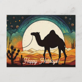Silhouette von Camel in Wüste glückliche Ferien Postkarte