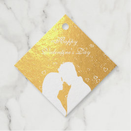 Silhouette von Couple on Red Geschenkanhänger