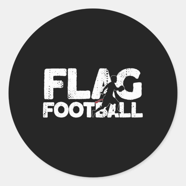 Silhouette von Flaggenfußball Runder Aufkleber (Vorderseite)