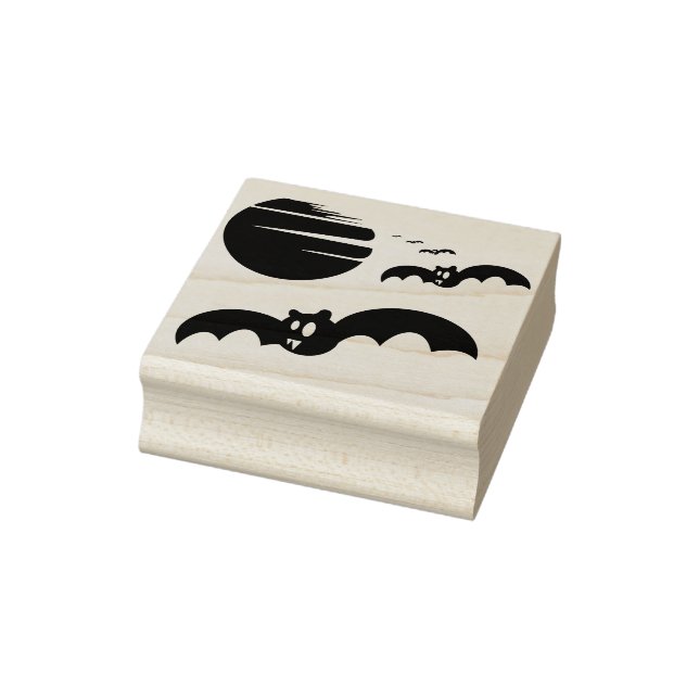Silhouette von Fledermäusen und Mond Briefmarke Gummistempel (Stempel)