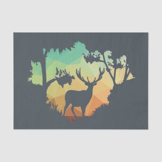 Silhouette von Hirschen im Friedlichen Wald beobac Seidenpapier (Vorderseite)